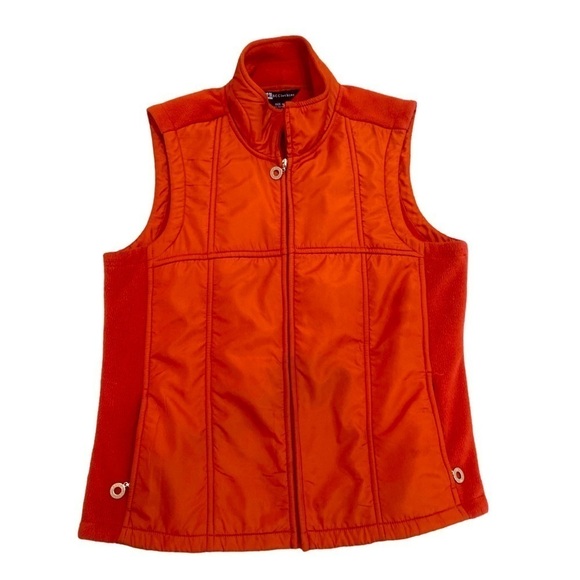 Bc Clothing fleece & nylon zip up vest in rusty burnt orange zip pockets size xl - Picture 2 of 10